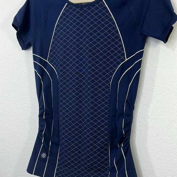 Athleta Finish Fast Line Tee Navy/White Size Medium #591287 - Picture 7 of 9
